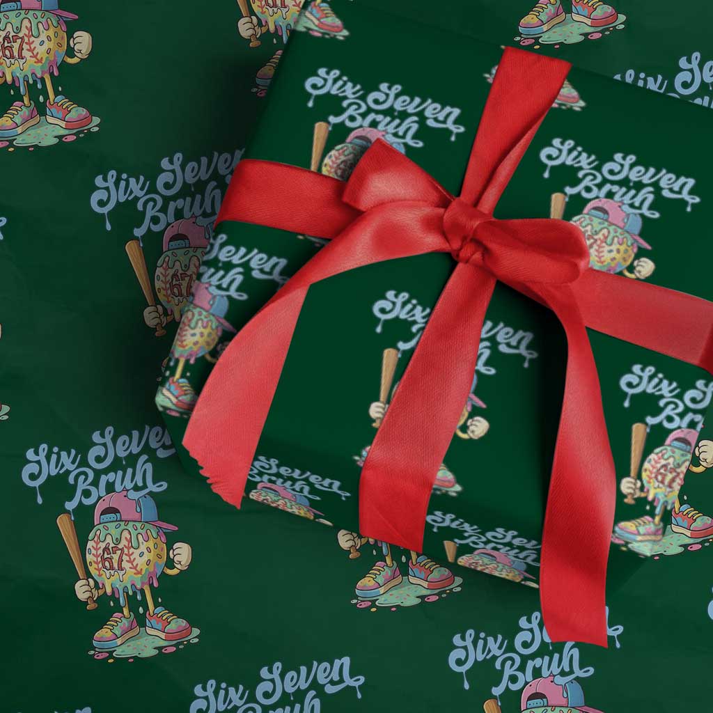 67 Bruh Meme Wrapping Paper Roll Ice Cream Drip Baseball Sport - Wonder Print Shop