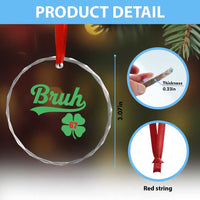 67 Bruh St Patricks Day Crystal Glass Ornament Funny Six Seven Shamrock Meme