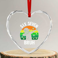 67 Bruh St Patricks Day Heart Crystal Glass Ornament Funny Six Seven Boys Kids Dabbing Meme