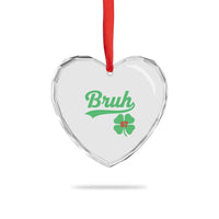 67 Bruh St Patricks Day Heart Crystal Glass Ornament Funny Six Seven Shamrock Meme
