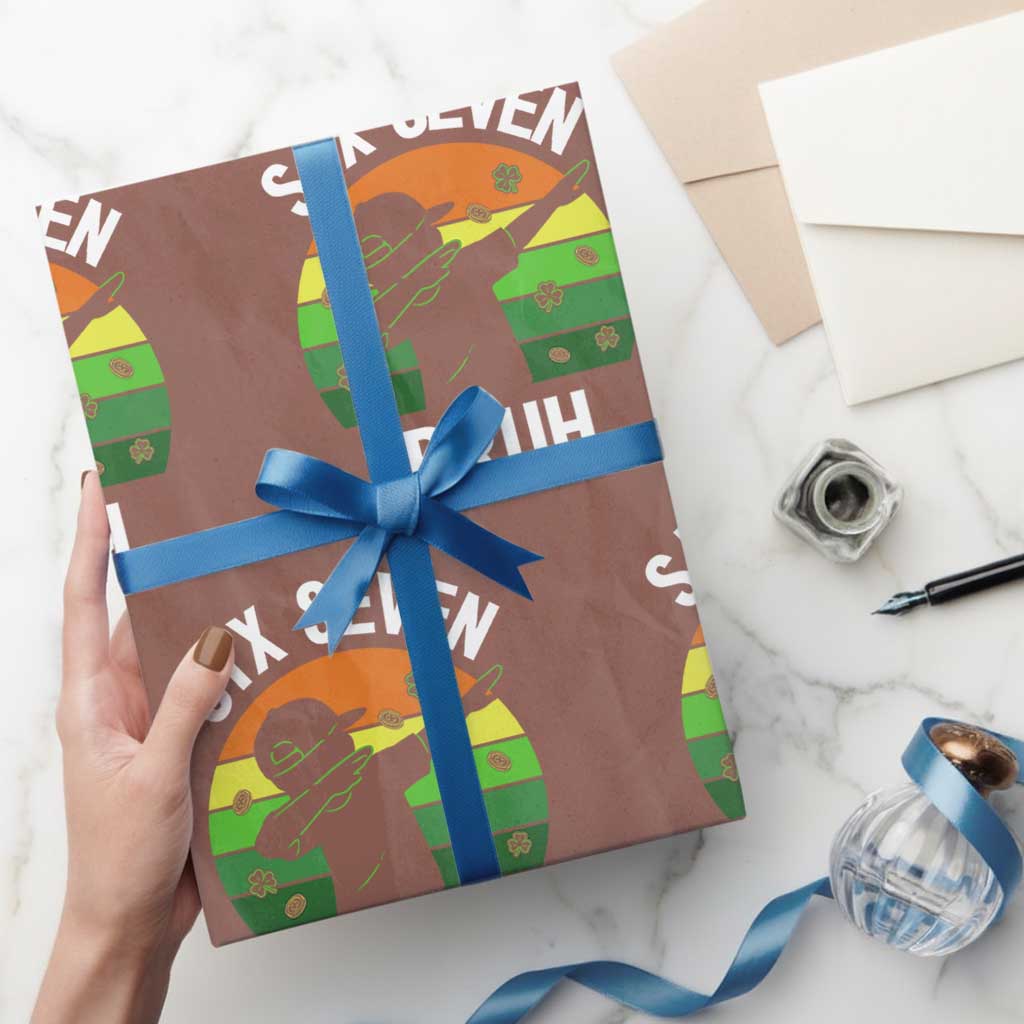 67 Bruh St Patricks Day Wrapping Paper Roll Funny Six Seven Boys Kids Dabbing Meme