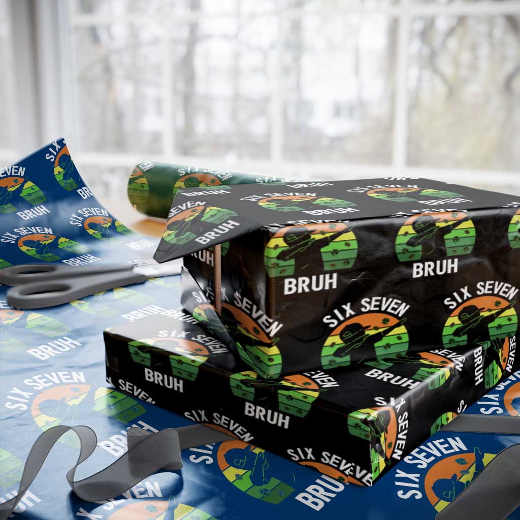 67 Bruh St Patricks Day Wrapping Paper Roll Funny Six Seven Boys Kids Dabbing Meme