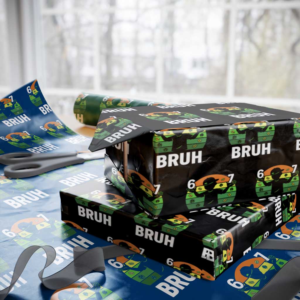 67 Bruh St Patricks Day Wrapping Paper Roll Funny Six Seven Boys Kids Meme