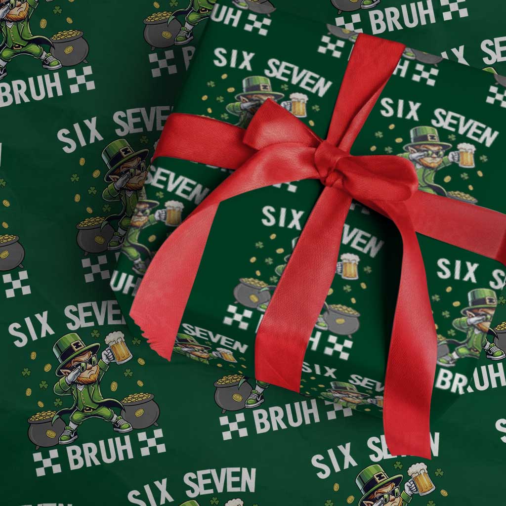 67 Bruh St Patricks Day Wrapping Paper Roll Funny Six Seven Leprechaun Bruh Meme