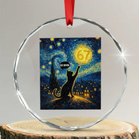 67 Cat Meme Crystal Glass Ornament Funny Six Seven Cat Starry Night Van Gogh - Wonder Print Shop