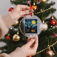 67 Cat Meme Crystal Glass Ornament Funny Six Seven Cat Starry Night Van Gogh - Wonder Print Shop
