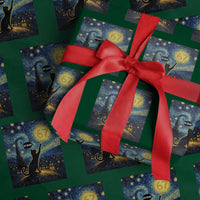 67 Cat Meme Wrapping Paper Roll Funny Six Seven Cat Starry Night Van Gogh - Wonder Print Shop