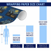 67 Cat Meme Wrapping Paper Roll Funny Six Seven Cat Starry Night Van Gogh - Wonder Print Shop