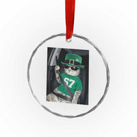 67 Cat St Patricks Day Crystal Glass Ornament Funny Cat Driver Leprechaun Meme