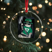 67 Cat St Patricks Day Crystal Glass Ornament Funny Cat Driver Leprechaun Meme