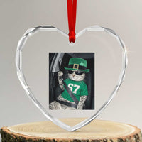 67 Cat St Patricks Day Heart Crystal Glass Ornament Funny Cat Driver Leprechaun Meme