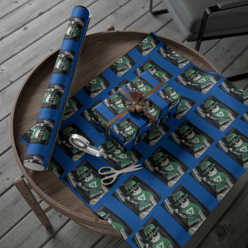 67 Cat St Patricks Day Wrapping Paper Roll Funny Cat Driver Leprechaun Meme