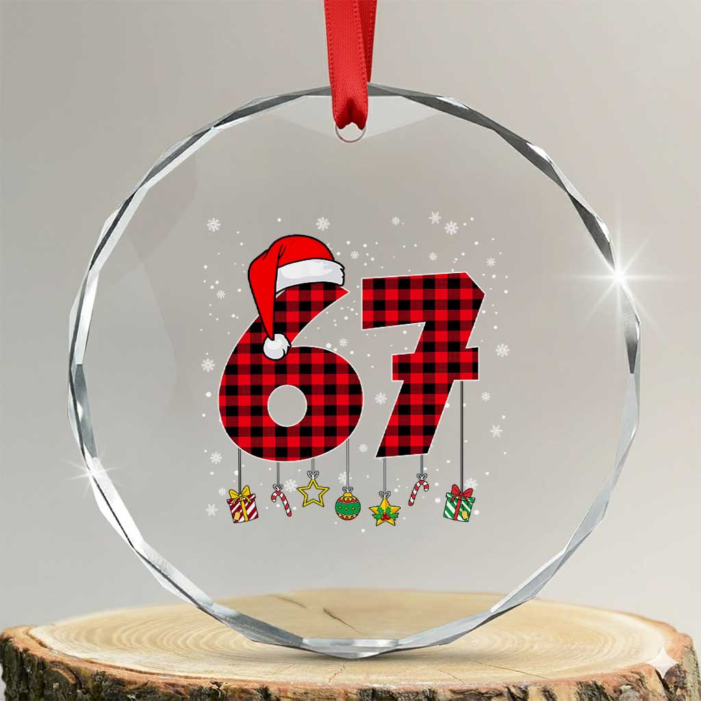 67 Christmas Crystal Glass Ornament Funny Six Seven 6 7 Meme Gen Alpha Slang - Wonder Print Shop