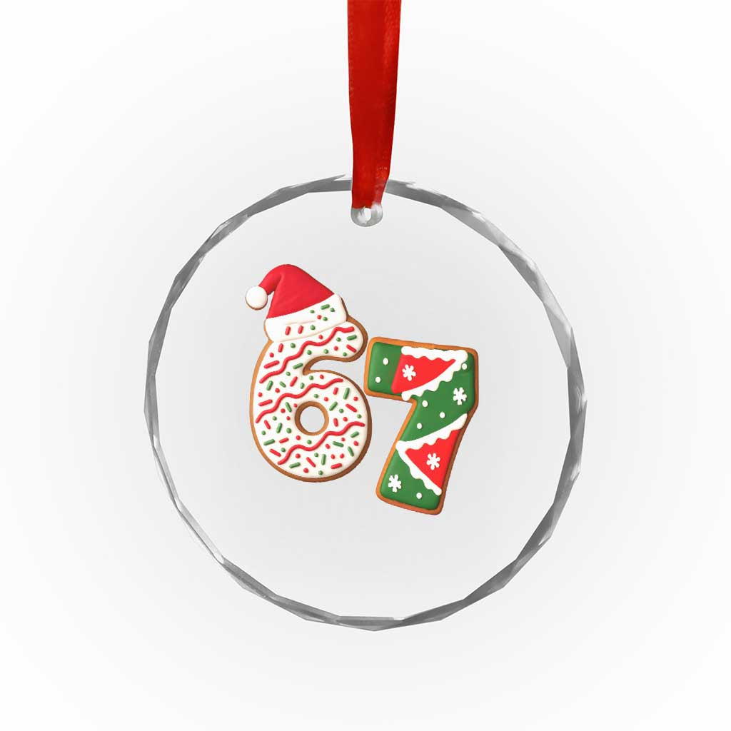 67 Christmas Crystal Glass Ornament Funny Six Seven 6 7 Meme Pajamas Gen Alpha Slang - Wonder Print Shop