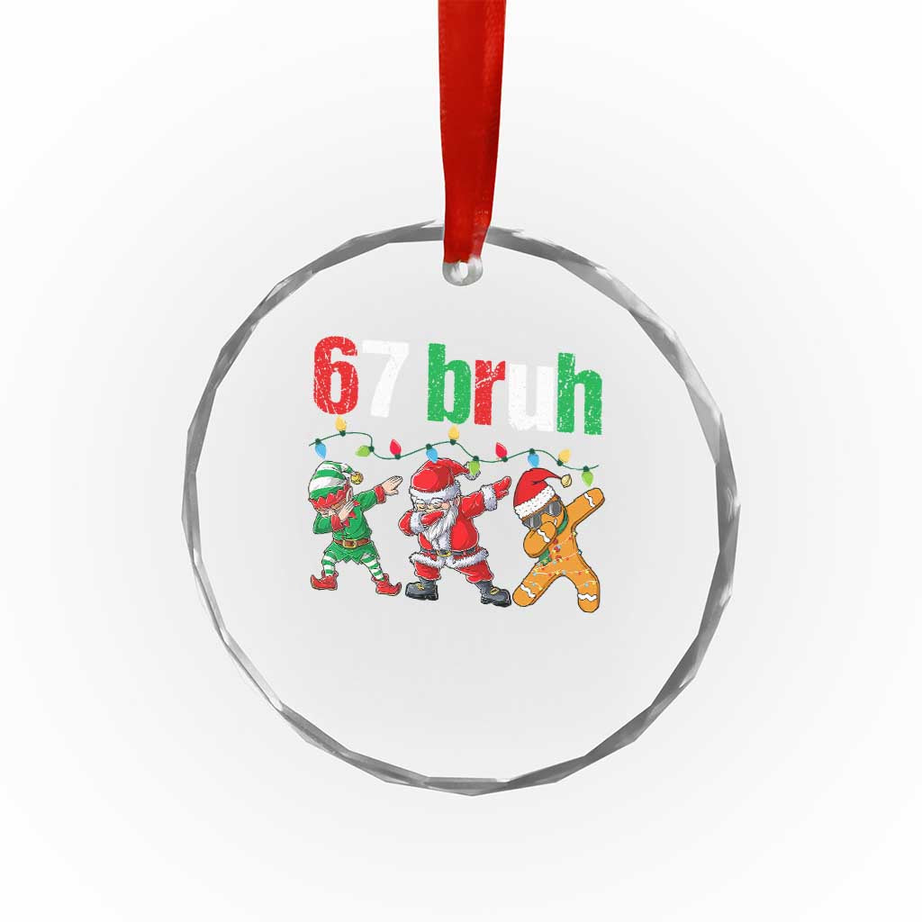 67 Christmas Crystal Glass Ornament Funny Six Seven Bruh Dabbing Santa Meme Pajamas - Wonder Print Shop