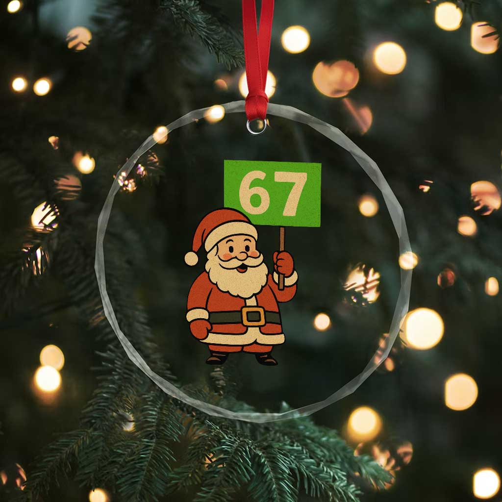 67 Christmas Crystal Glass Ornament Funny Six Seven Meme Brainrot Santa Claus Boys - Wonder Print Shop