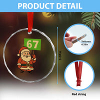 67 Christmas Crystal Glass Ornament Funny Six Seven Meme Brainrot Santa Claus Boys - Wonder Print Shop