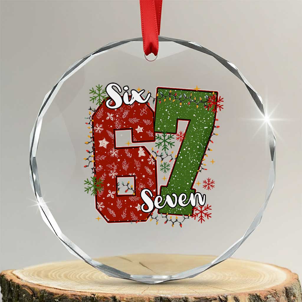 67 Christmas Crystal Glass Ornament Funny Six Seven Meme Gen Alpha Slang Snowflake - Wonder Print Shop