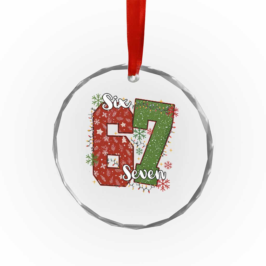 67 Christmas Crystal Glass Ornament Funny Six Seven Meme Gen Alpha Slang Snowflake - Wonder Print Shop