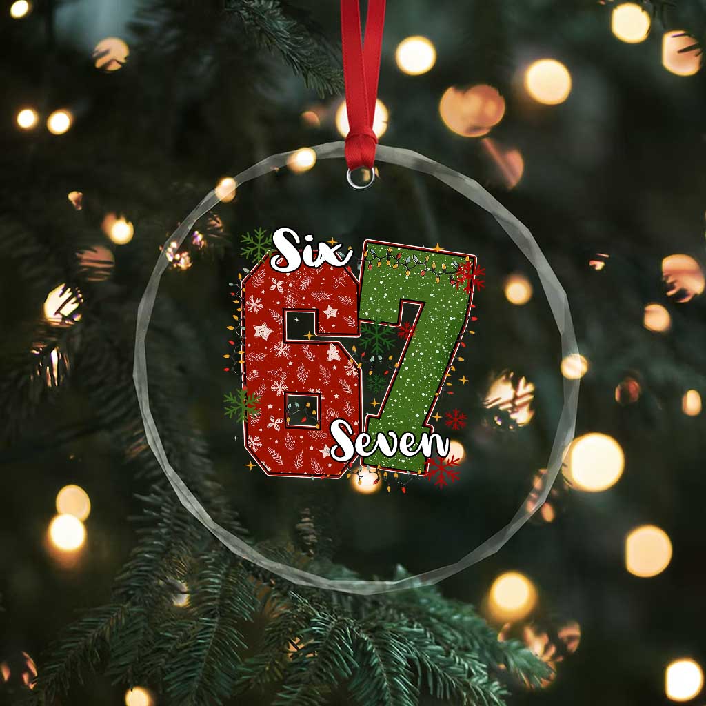 67 Christmas Crystal Glass Ornament Funny Six Seven Meme Gen Alpha Slang Snowflake - Wonder Print Shop