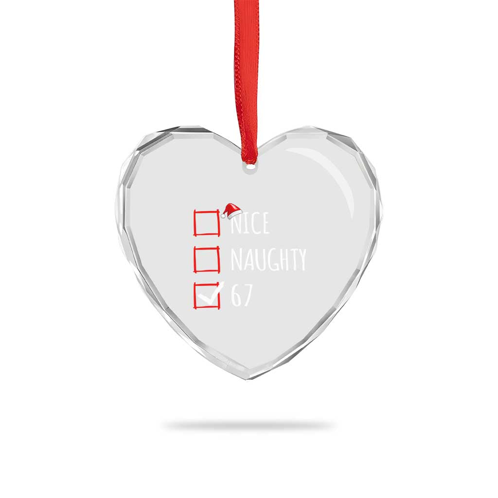 67 Christmas Heart Crystal Glass Ornament Funny Nice Naughty Six Seven 6 7 Meme Brain Rot - Wonder Print Shop