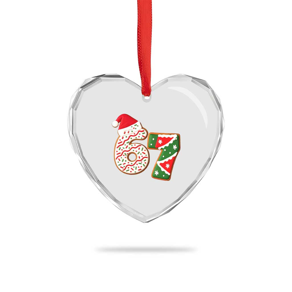 67 Christmas Heart Crystal Glass Ornament Funny Six Seven 6 7 Meme Pajamas Gen Alpha Slang - Wonder Print Shop