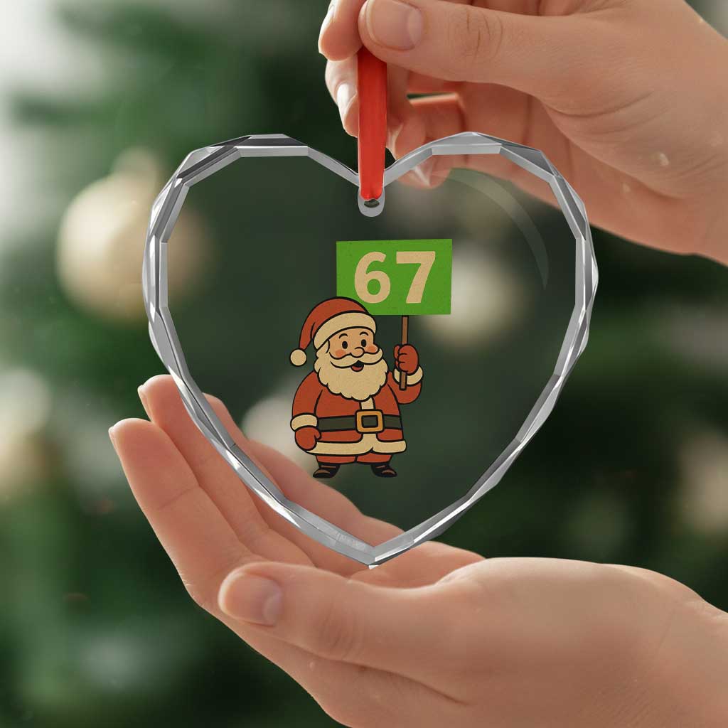 67 Christmas Heart Crystal Glass Ornament Funny Six Seven Meme Brainrot Santa Claus Boys - Wonder Print Shop