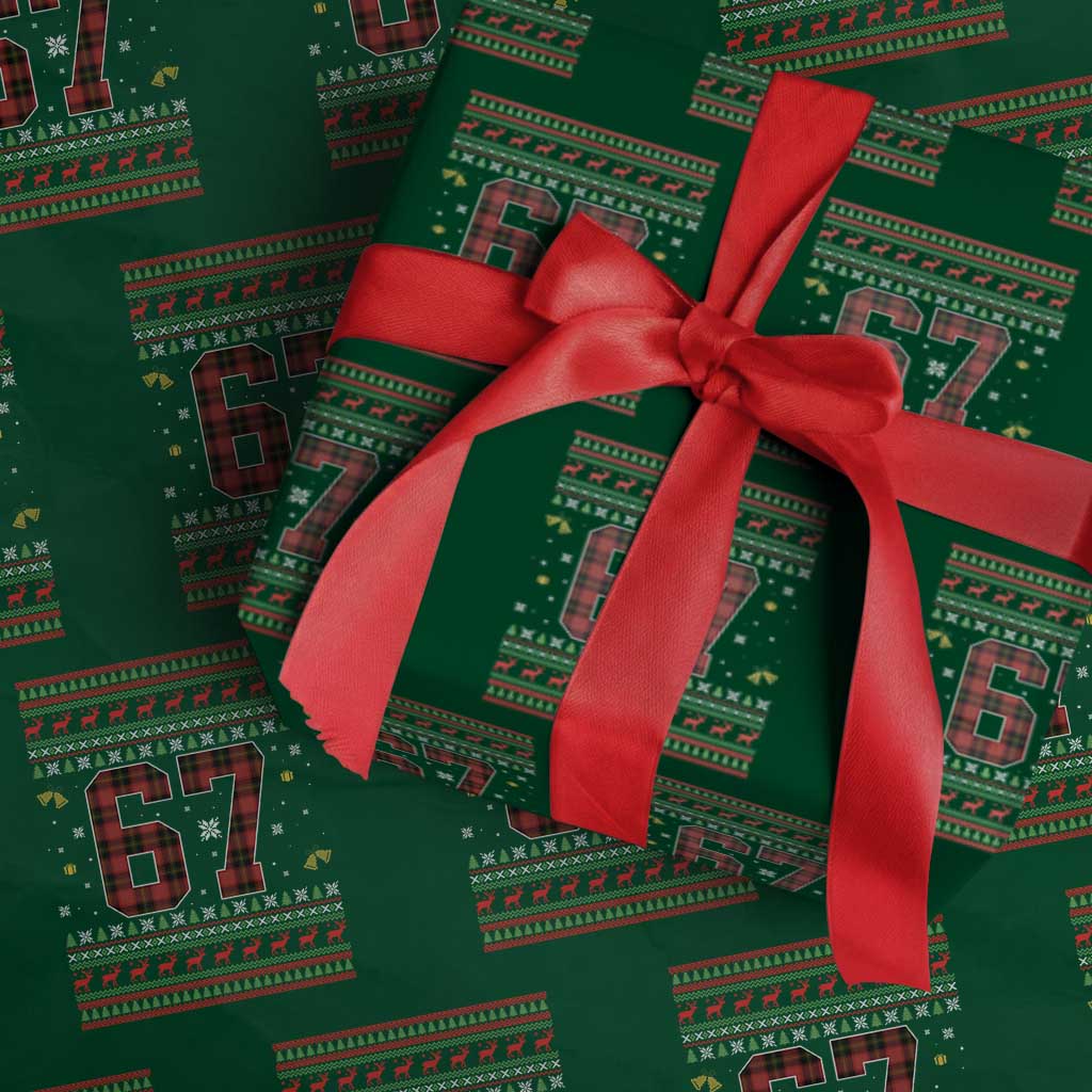 67 Christmas Red Plaid Wrapping Paper Roll Funny Six Seven Meme Holiday Vibes Graphic - Wonder Print Shop