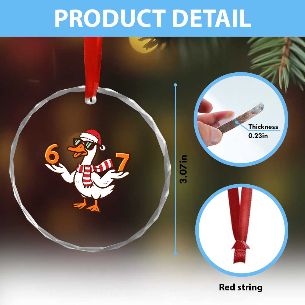 67 Christmas Silly Goose Crystal Glass Ornament 6 7 Meme Funny Six Seven Gen Alpha Slang - Wonder Print Shop