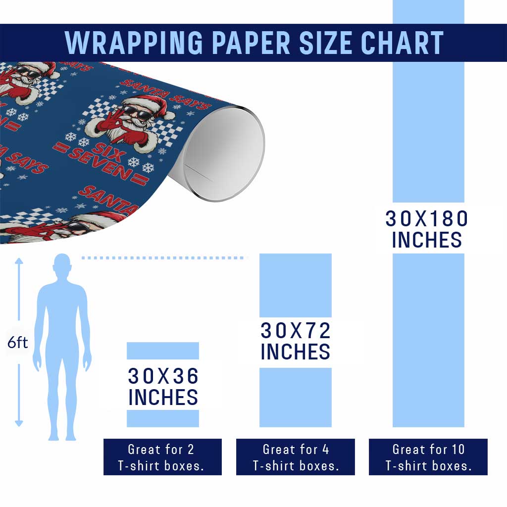 67 Christmas Wrapping Paper Roll Funny Santa Says Six Seven Meme Gen Alpha Slang - Wonder Print Shop