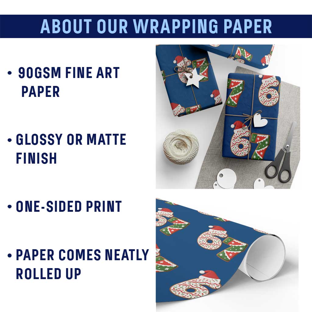67 Christmas Wrapping Paper Roll Funny Six Seven 6 7 Meme Pajamas Gen Alpha Slang - Wonder Print Shop