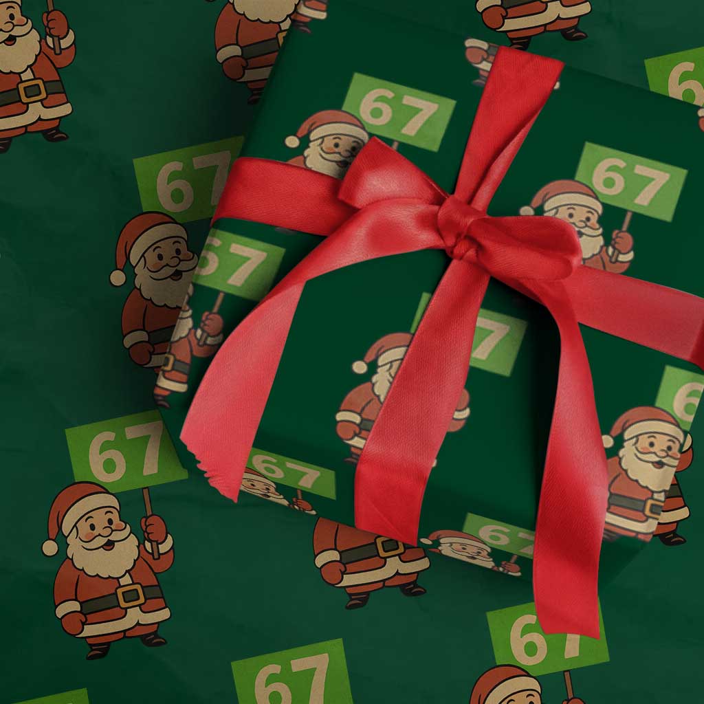 67 Christmas Wrapping Paper Roll Funny Six Seven Meme Brainrot Santa Claus Boys - Wonder Print Shop