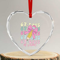 67 Days of School Coquette Bow Heart Crystal Glass Ornament Funny Six Seven Meme 67th Day Teacher Student - Wonder Print Shop