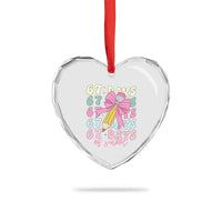 67 Days of School Coquette Bow Heart Crystal Glass Ornament Funny Six Seven Meme 67th Day Teacher Student - Wonder Print Shop
