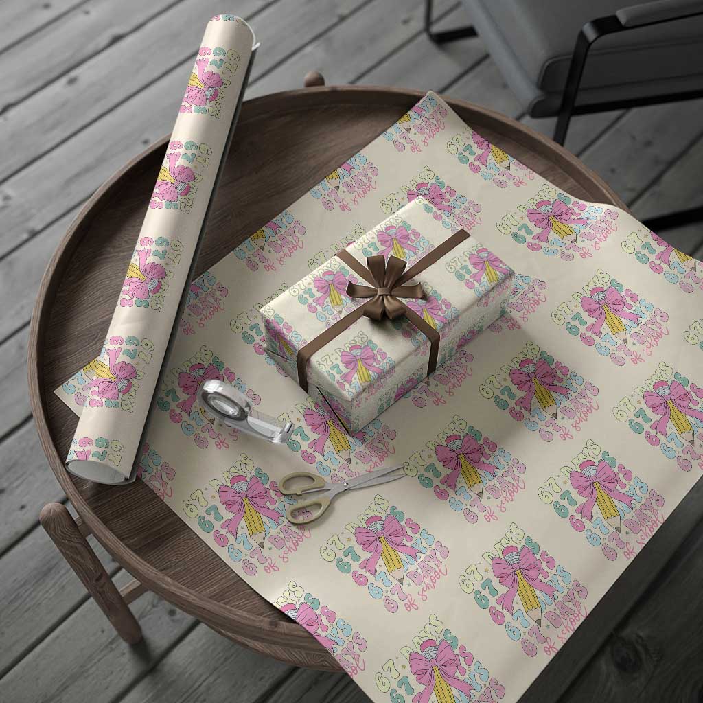 67 Days of School Coquette Bow Wrapping Paper Roll Funny Six Seven Meme 67th Day Teacher Student - Wonder Print Shop