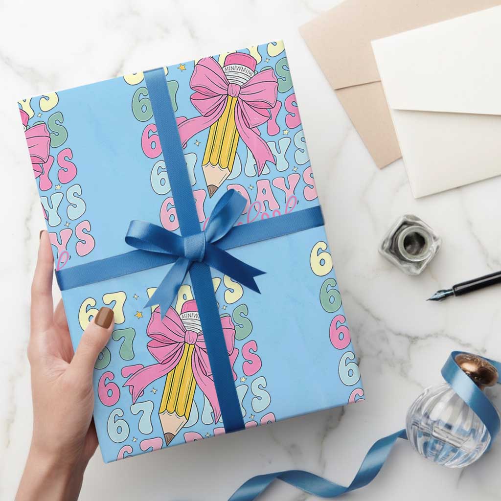67 Days of School Coquette Bow Wrapping Paper Roll Funny Six Seven Meme 67th Day Teacher Student - Wonder Print Shop