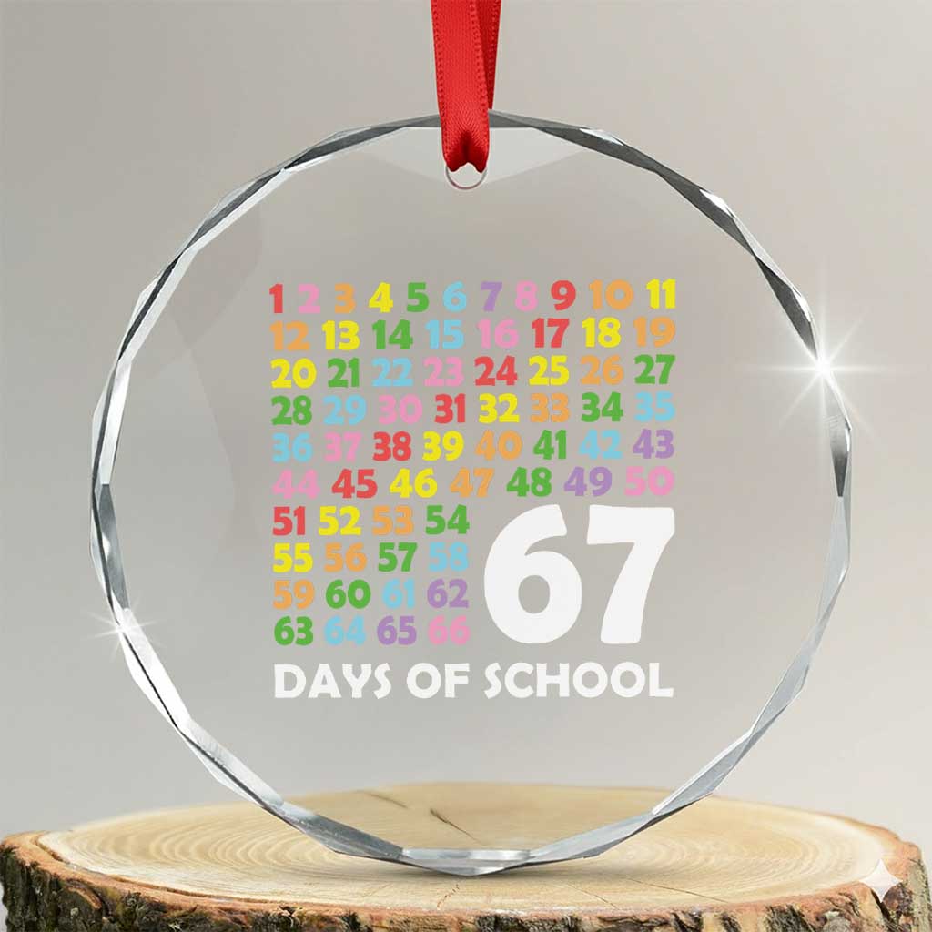 67 Days of School Crystal Glass Ornament Colorful Countdown Grid Milestone Classroom Fun - Wonder Print Shop
