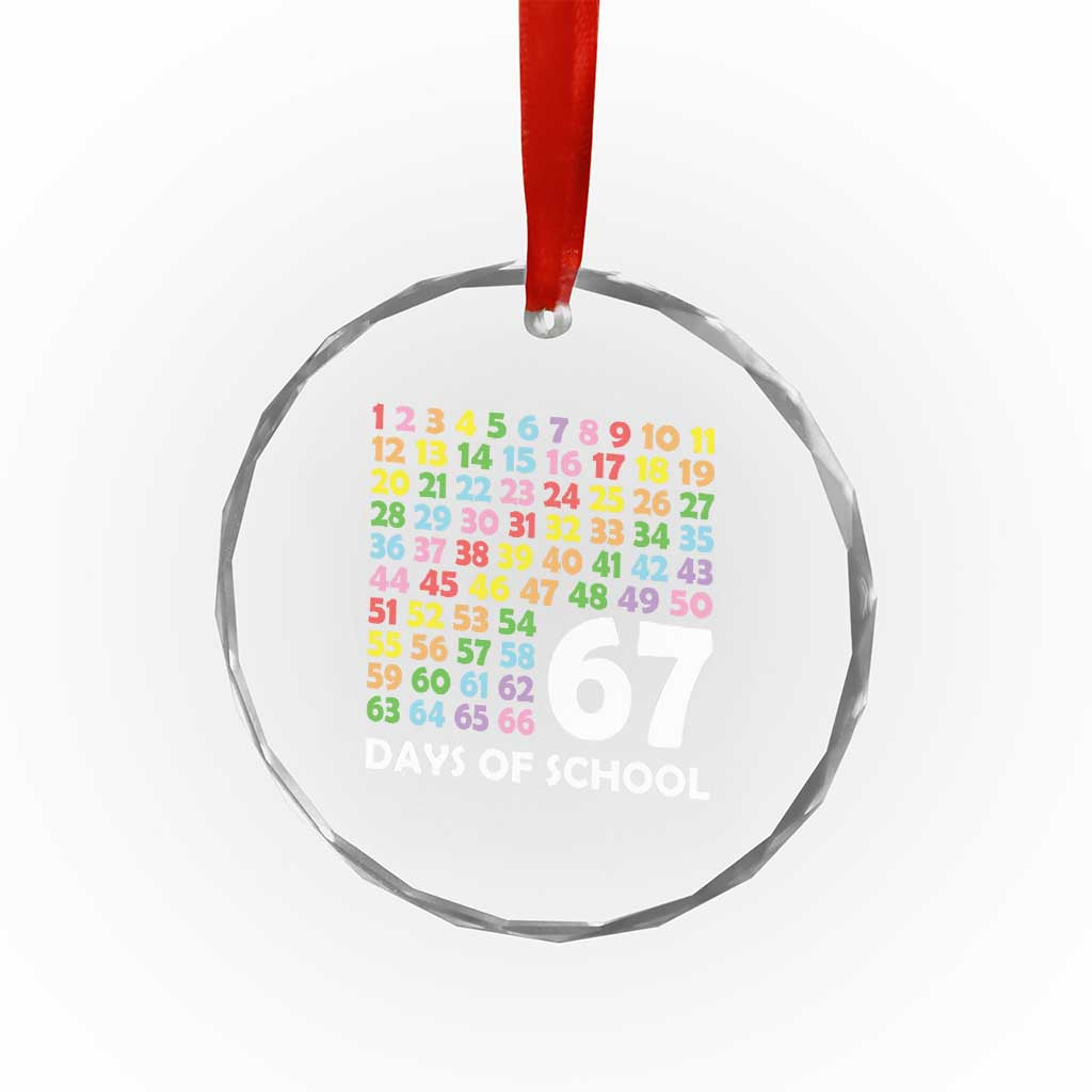 67 Days of School Crystal Glass Ornament Colorful Countdown Grid Milestone Classroom Fun - Wonder Print Shop