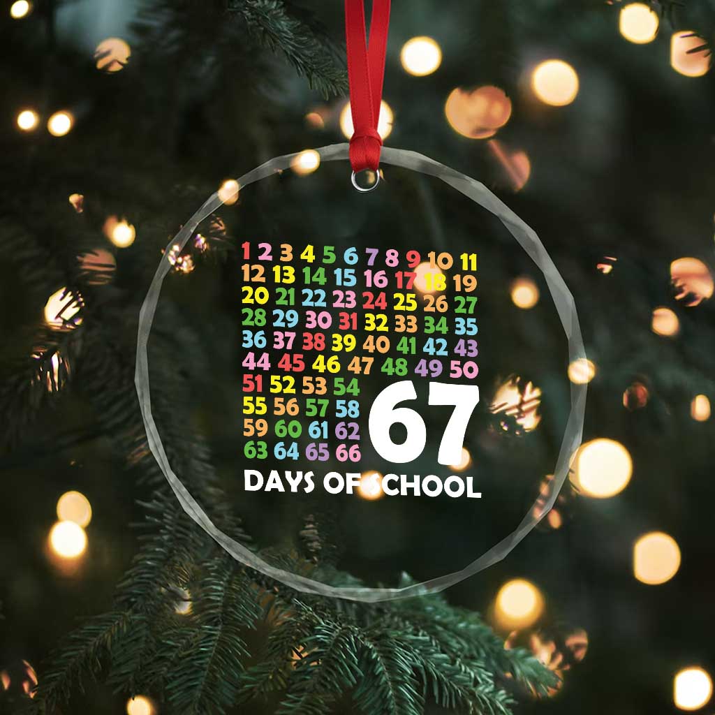 67 Days of School Crystal Glass Ornament Colorful Countdown Grid Milestone Classroom Fun - Wonder Print Shop