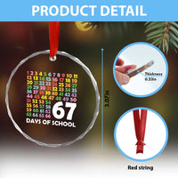 67 Days of School Crystal Glass Ornament Colorful Countdown Grid Milestone Classroom Fun - Wonder Print Shop