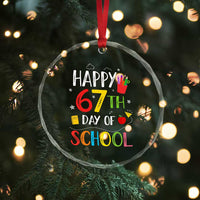 67 Days of School Crystal Glass Ornament Happy 67th Day Of School Teachers Student Meme - Wonder Print Shop