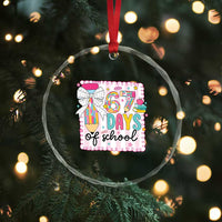 67 Days of School Crystal Glass Ornament Six Seven Cute Girly Pencil and Bow for Students Teachers - Wonder Print Shop