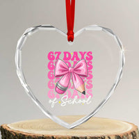 67 Days Of School Girls Coquette Bow Heart Crystal Glass Ornament Funny Six Seven Meme 67th Day - Wonder Print Shop