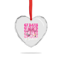 67 Days Of School Girls Coquette Bow Heart Crystal Glass Ornament Funny Six Seven Meme 67th Day - Wonder Print Shop