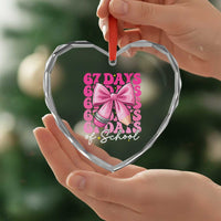 67 Days Of School Girls Coquette Bow Heart Crystal Glass Ornament Funny Six Seven Meme 67th Day - Wonder Print Shop