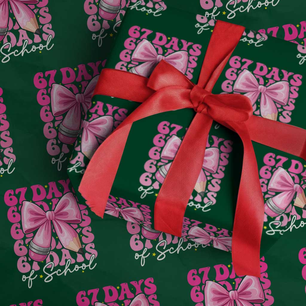 67 Days Of School Girls Coquette Bow Wrapping Paper Roll Funny Six Seven Meme 67th Day - Wonder Print Shop
