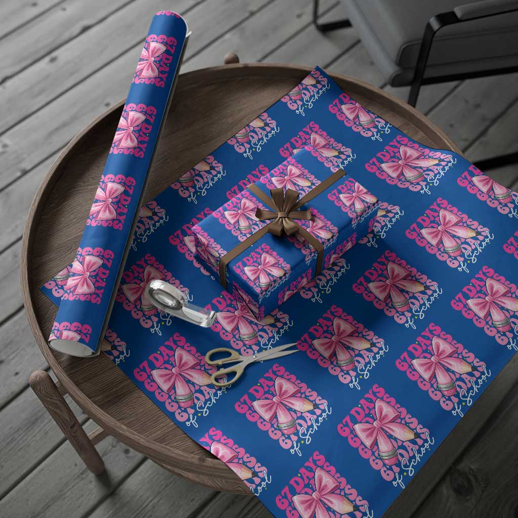 67 Days Of School Girls Coquette Bow Wrapping Paper Roll Funny Six Seven Meme 67th Day - Wonder Print Shop