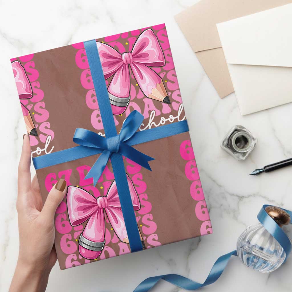 67 Days Of School Girls Coquette Bow Wrapping Paper Roll Funny Six Seven Meme 67th Day - Wonder Print Shop