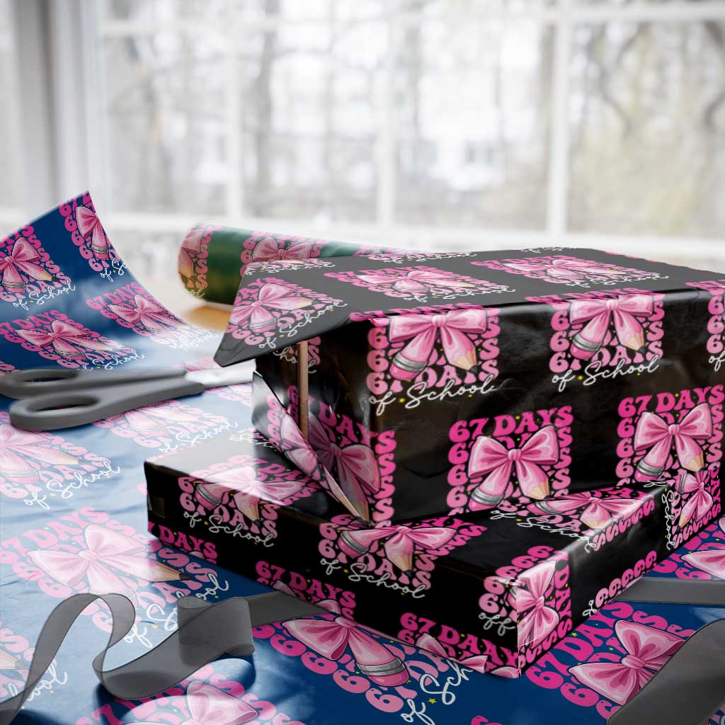 67 Days Of School Girls Coquette Bow Wrapping Paper Roll Funny Six Seven Meme 67th Day - Wonder Print Shop