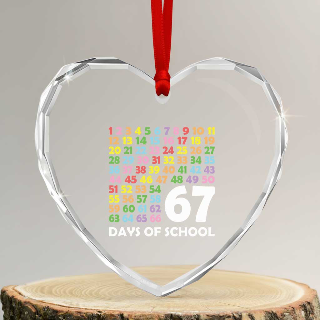 67 Days of School Heart Crystal Glass Ornament Colorful Countdown Grid Milestone Classroom Fun - Wonder Print Shop